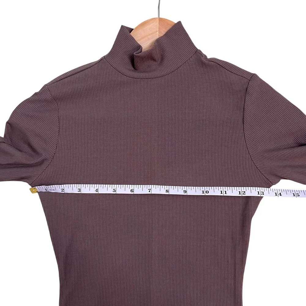 Skims Soft Lounge Amethyst Taupe Ribbed Mock Neck Long Sleeve Maxi Dress SZ S - Picture 11 of 13